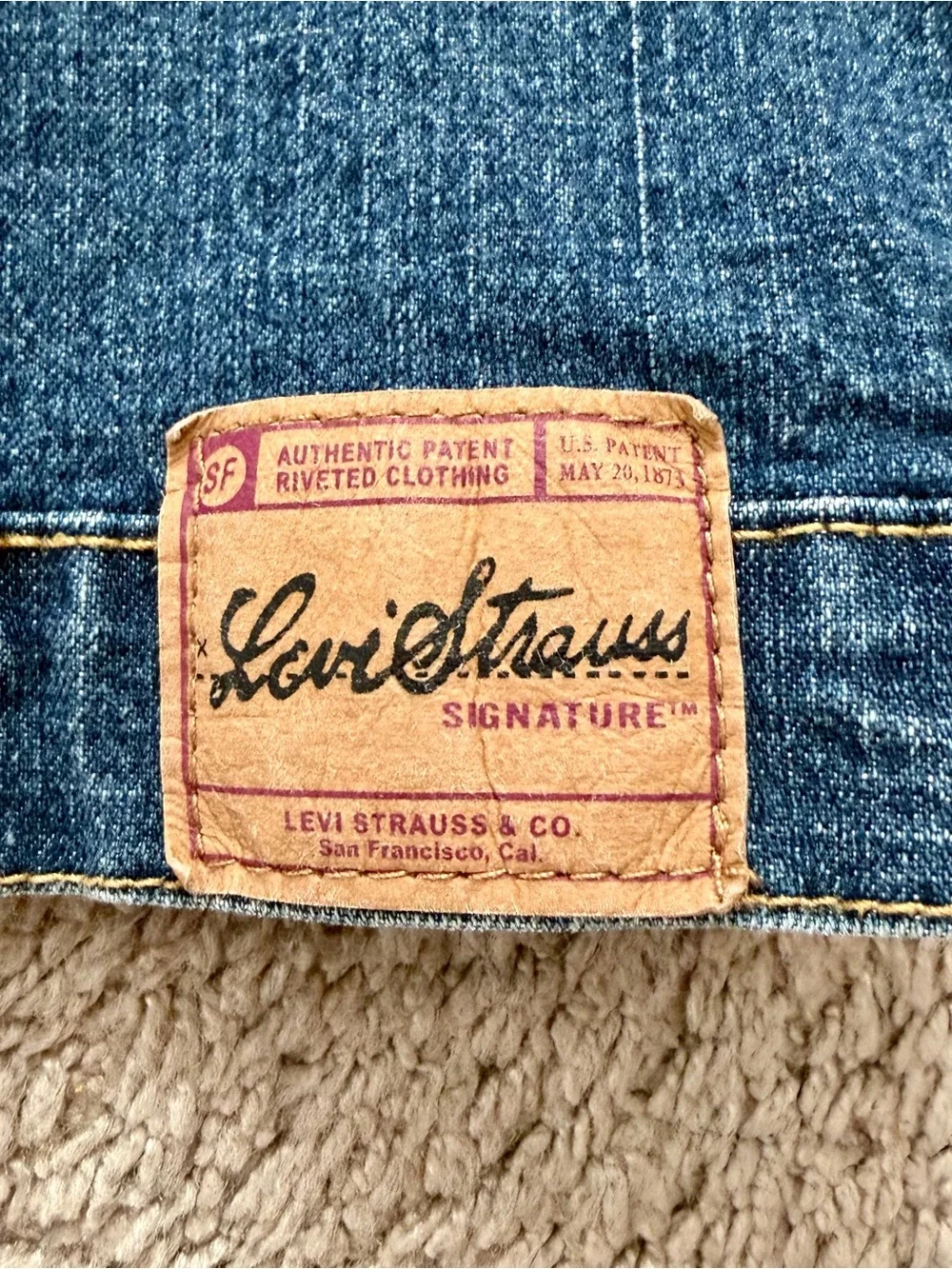 Levi Strauss Size 12 Months Infant Girls Blue Denim Jean Jacket with Pink Trim